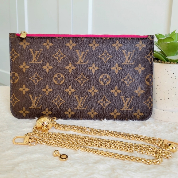 💕 LOUIS VUITTON Neverfull Monogram "PEONY" Mm/Gm Clutch/ Wristlet/Crossbody - Picture 2 of 15